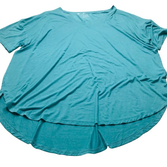 Time And Tru Women's Size Large 12-14 V-Neck Tunic Length Tee Shirt Green New - Picture 1 of 13